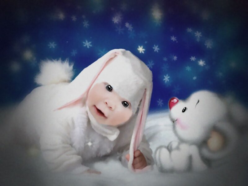 Baby in Bunny Costume — White, Whimsical