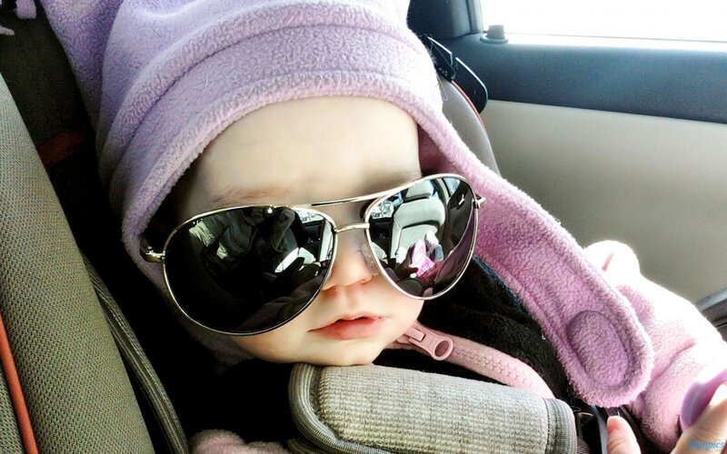 Baby in Car Seat — Purple
