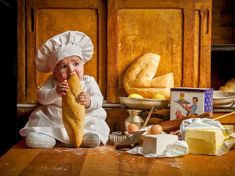 Baby in Chef Outfit — Brown