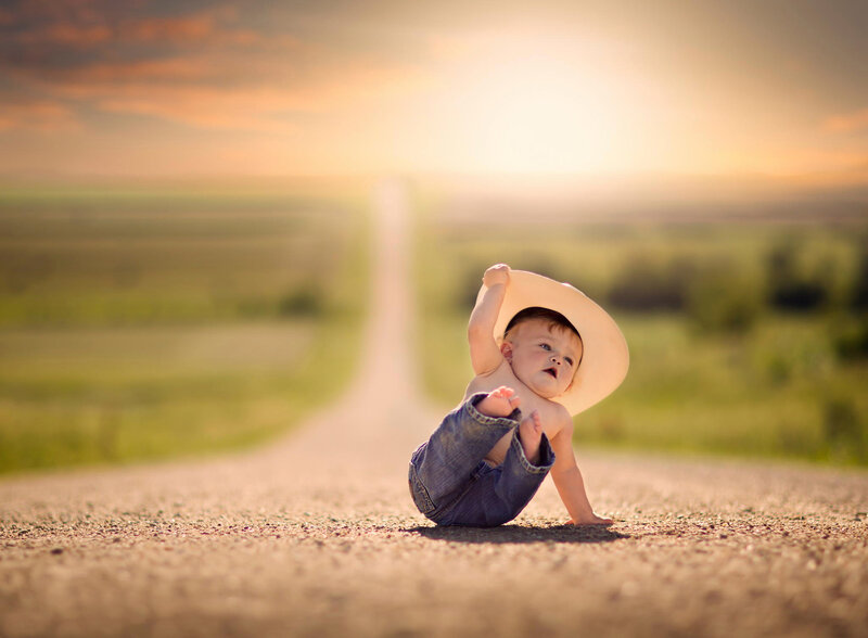 Baby in Cowboy Hat — Green