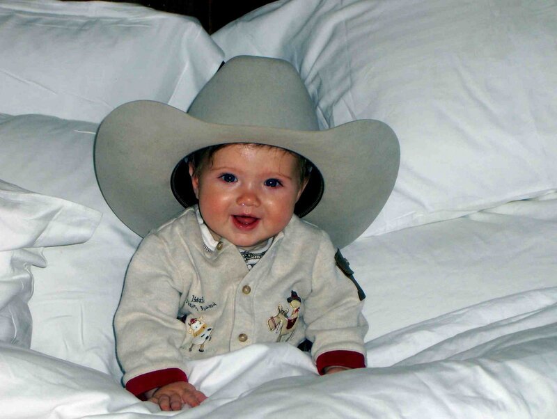 Baby in Cowboy Hat — White