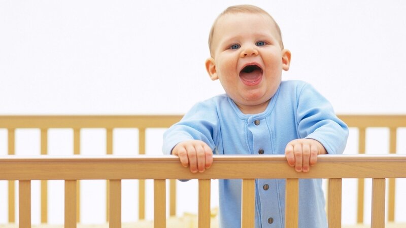 Baby in Crib — Blue