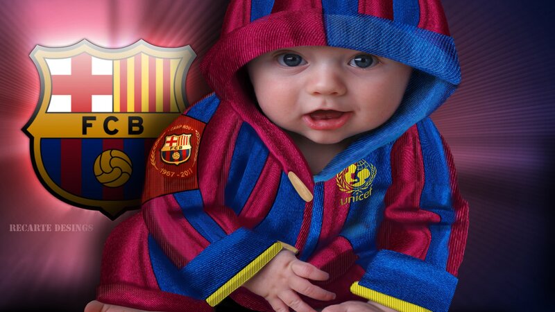 baby in FC Barcelona hoodie