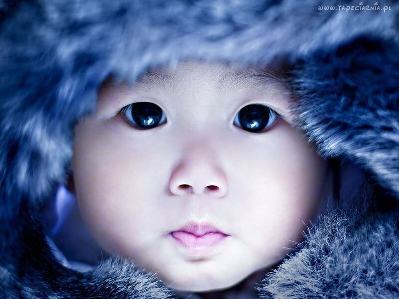 Baby in Fur Hood — Blue