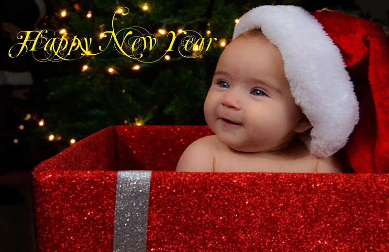 Baby in Gift Box — Red, Festive, Winter