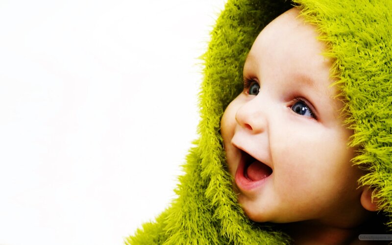 Baby in Green Hood — Happy