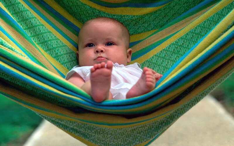 Baby in Hammock — Green, Calm