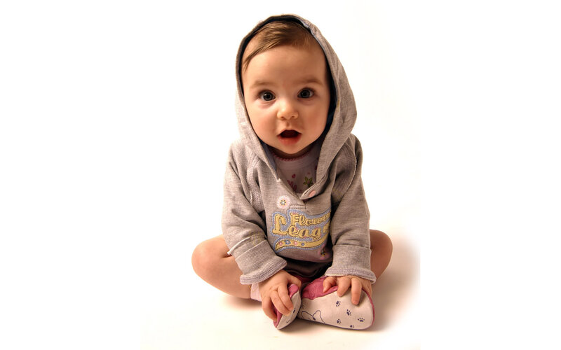 Baby in Hoodie — Gray, Neutral