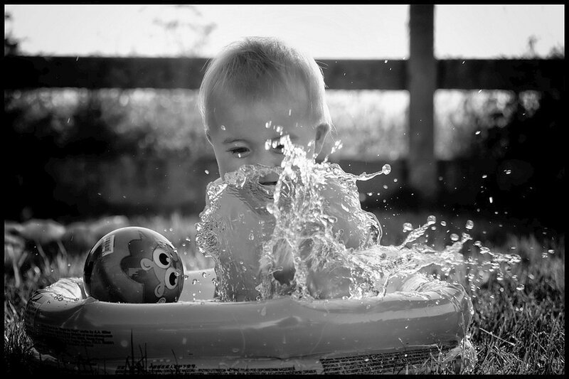 Baby in Inflatable Pool — Black
