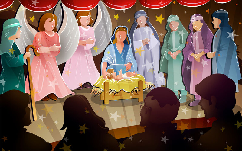 Baby in Manger — Red