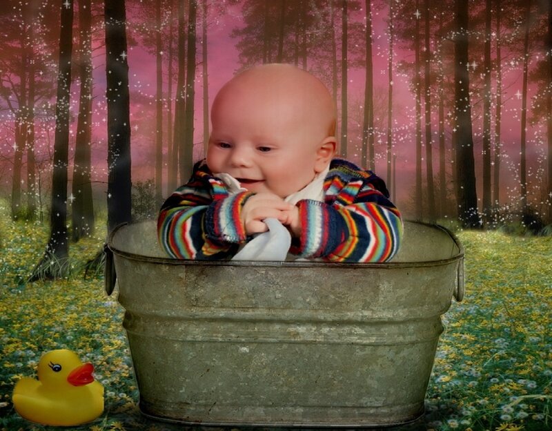 Baby in Metal Tub