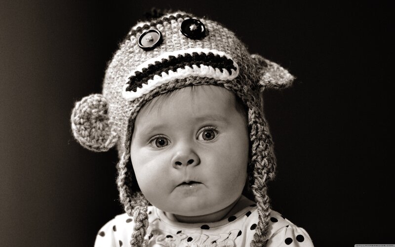 Baby in monkey hat
