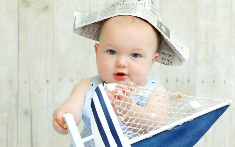 Baby in Paper Hat