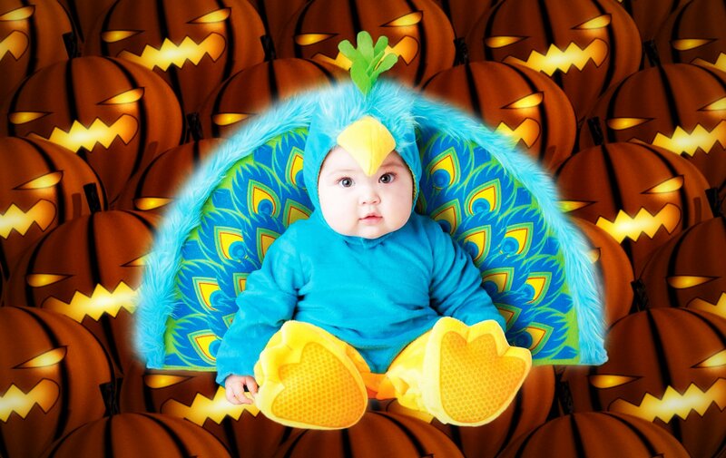 Baby in Peacock Costume — Blue