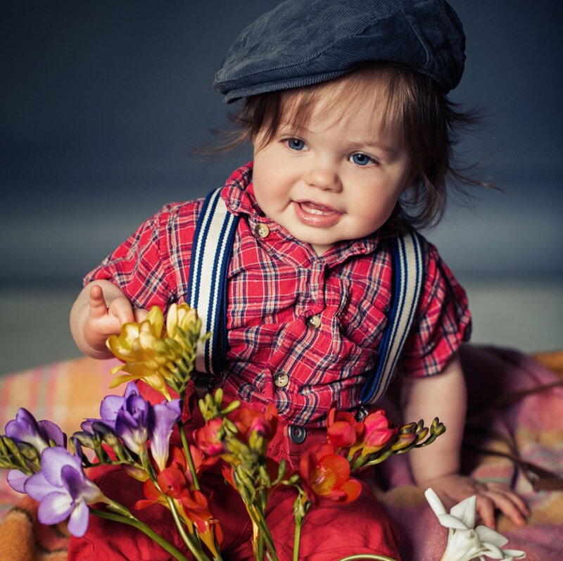 Baby in Plaid Shirt — Red