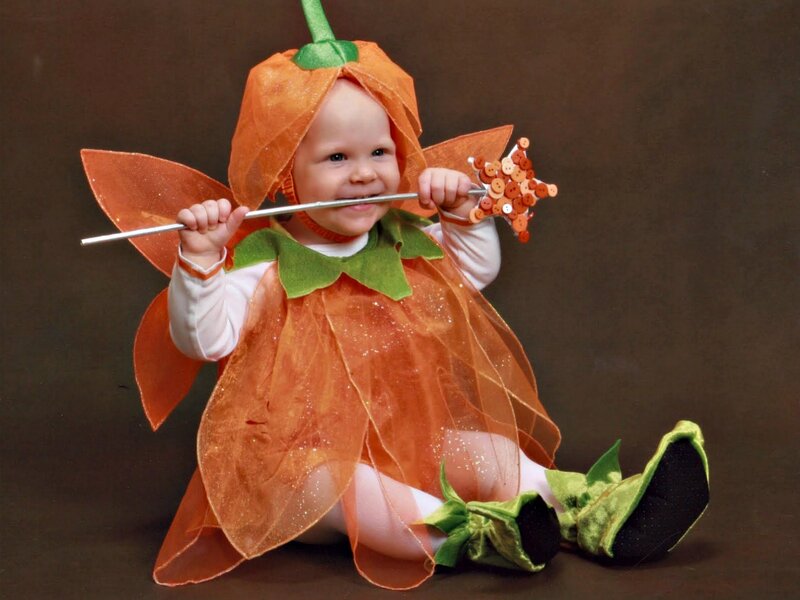 Baby in Pumpkin Costume — Orange, Playful