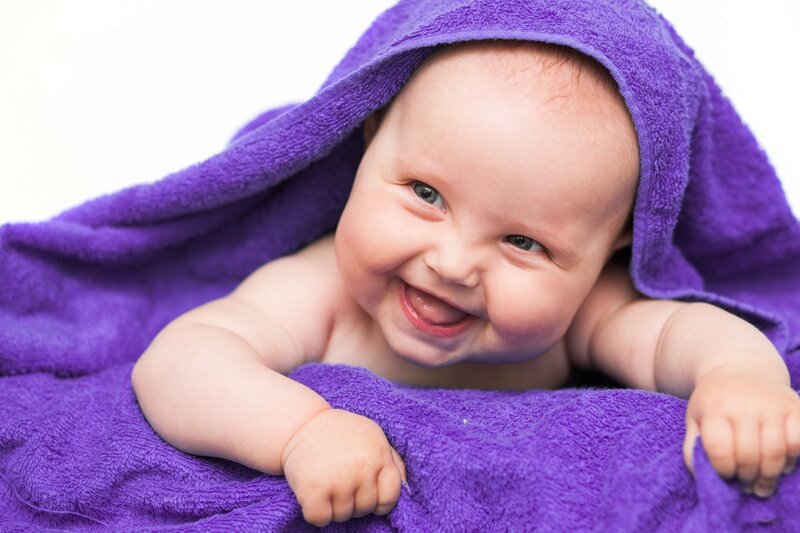 Baby in Purple Towel