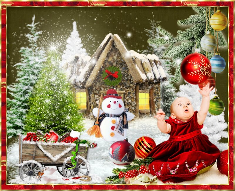 Baby in Red Dress — Festive, Winter