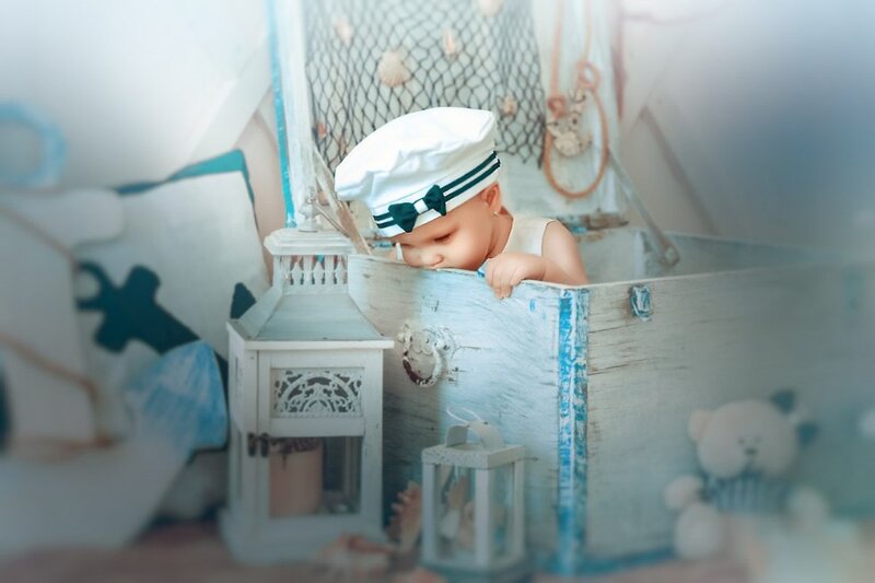 Baby in Sailor Hat — White