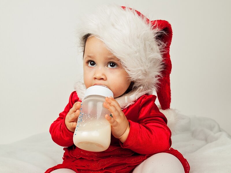 Baby in Santa Hat — Red, Calm, Photograph, Santa Hat