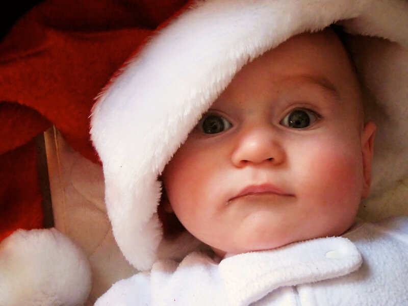 Baby in Santa Hat — Red, Calm, Photograph