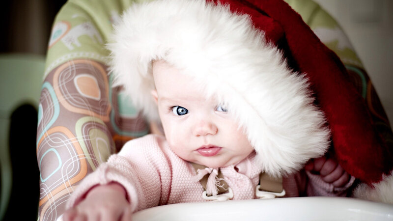 Baby in Santa Hat — White, Calm