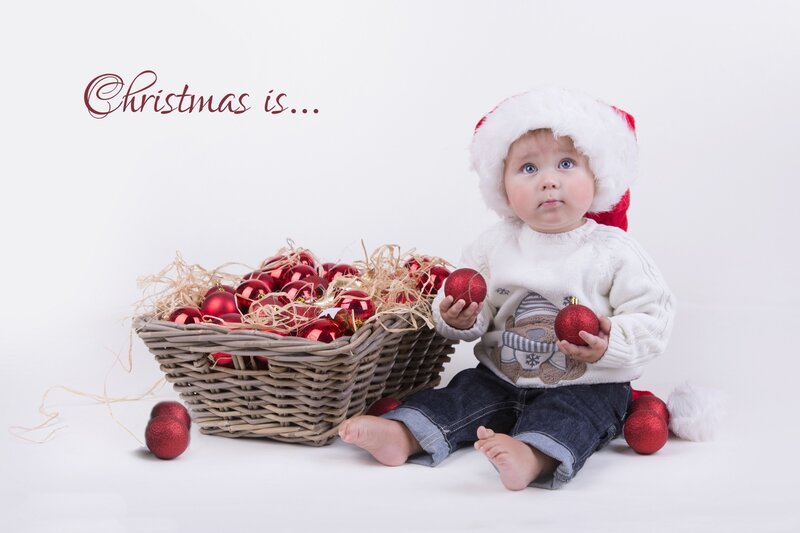 Baby in Santa Hat — White, Festive, Winter