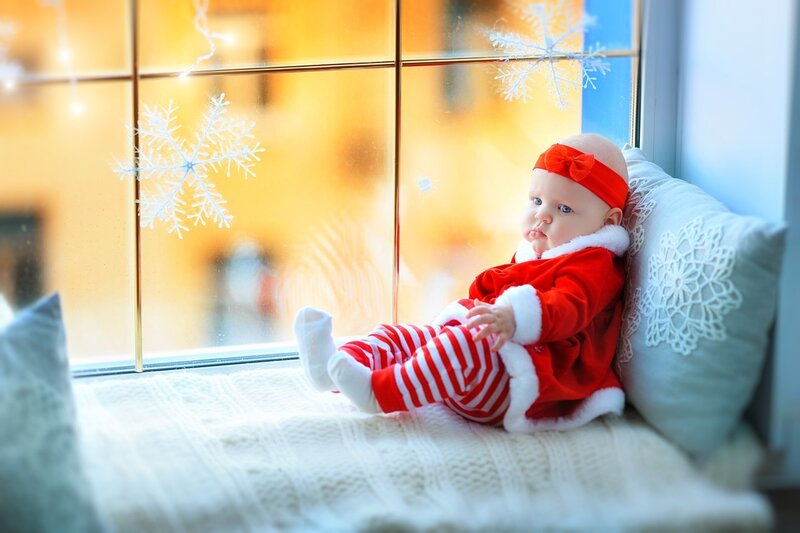 Baby in Santa Outfit — Red, Calm