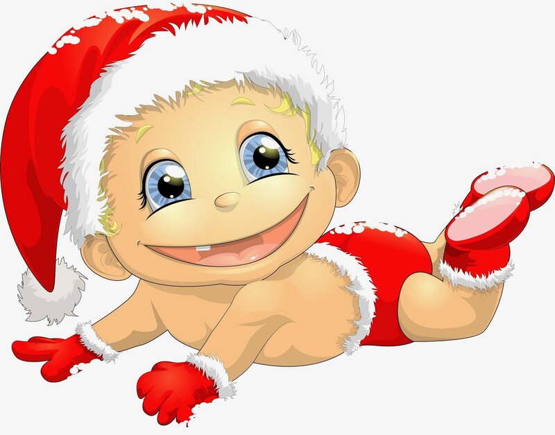 Baby in Santa Outfit — Red, Cheerful