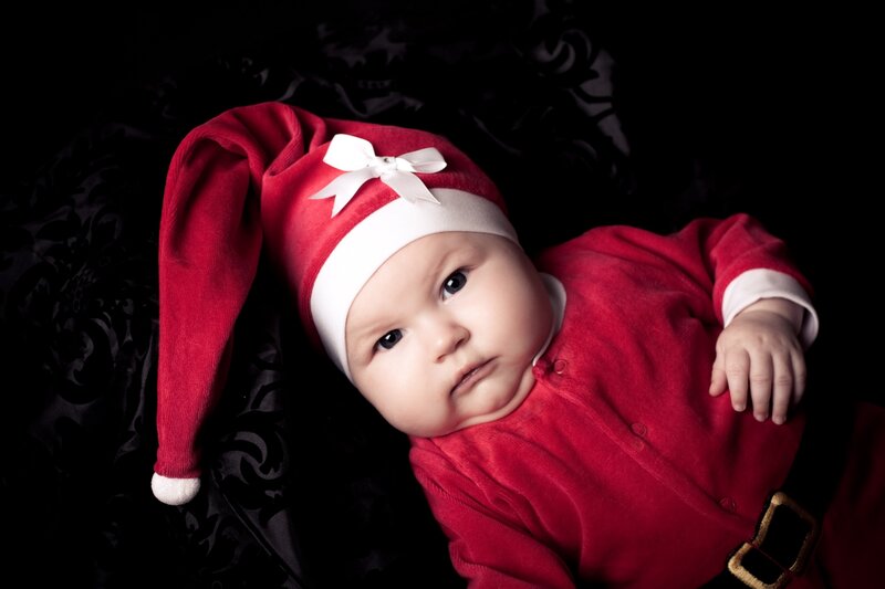 Baby in Santa Outfit — Red, Dramatic