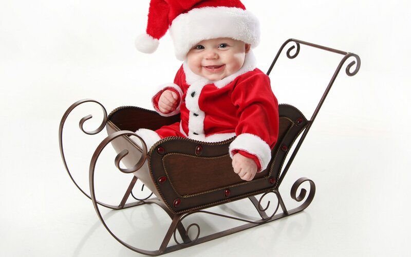 Baby in Santa Suit — Red, Festive