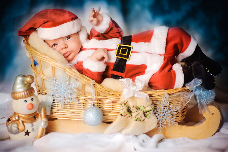 Baby in Santa Suit — Red, Festive, Winter, Photograph