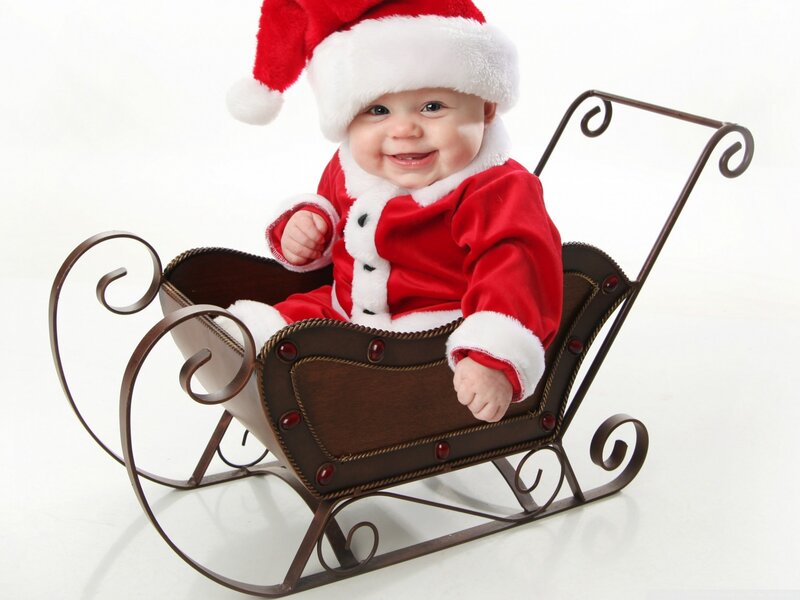 Baby in Santa Suit — Red, Festive, Winter