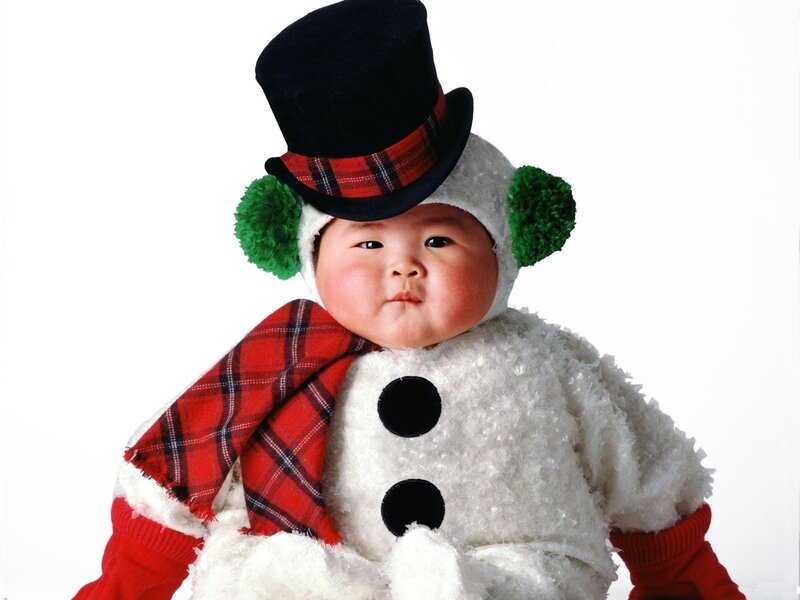Baby in Snowman Costume — White