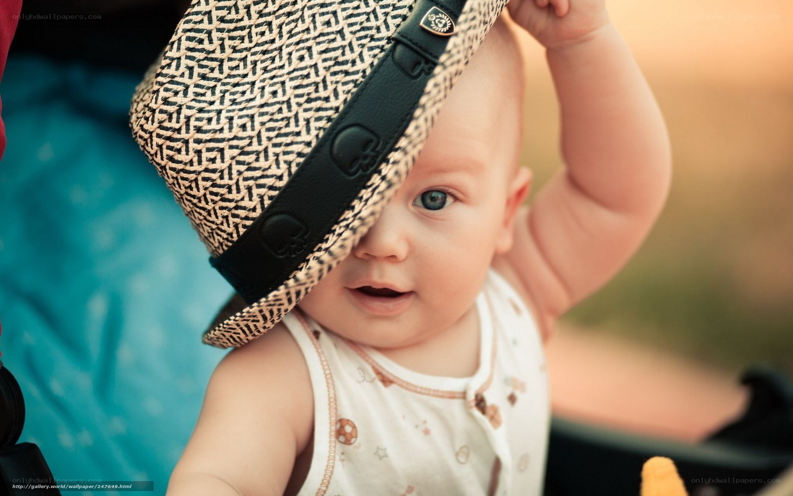 Baby in straw hat