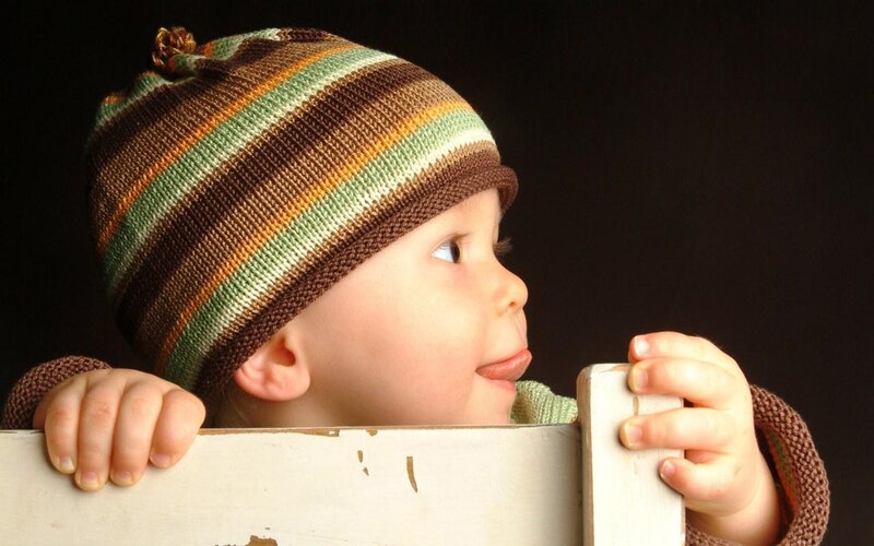 Baby in Striped Hat