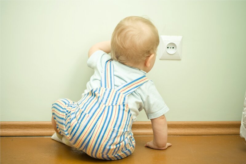 Baby in Striped Overalls