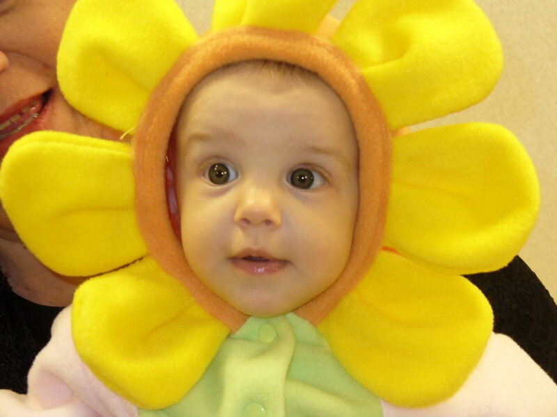 Baby in sunflower costume