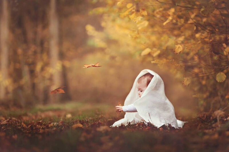 Baby in White Blanket — Yellow