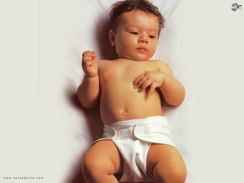 baby in white diaper