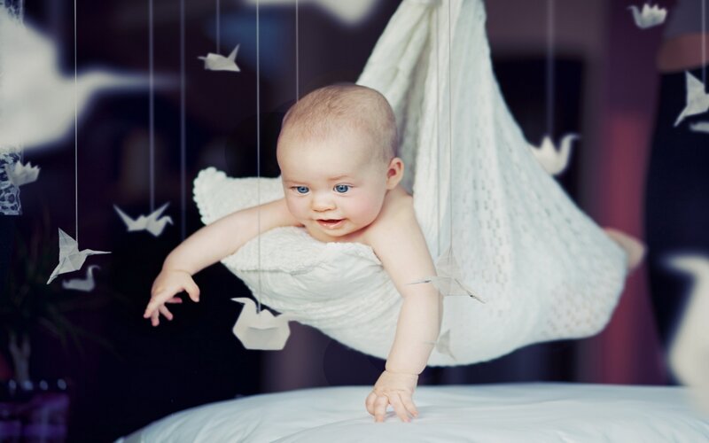Baby in White Hammock — Calm