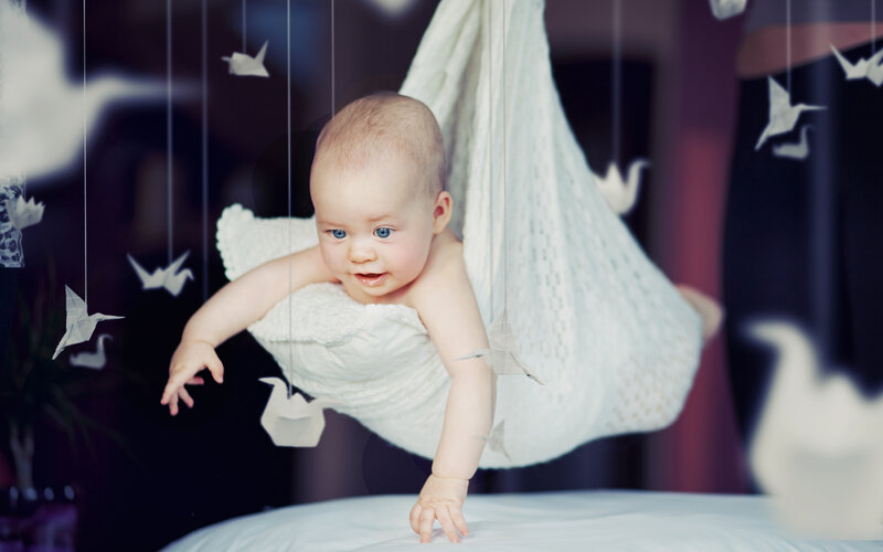 Baby in White Hammock — Serene