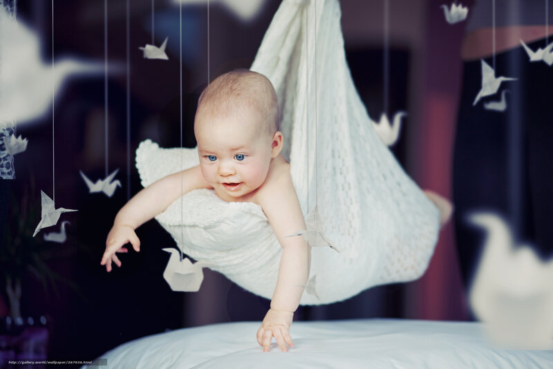 Baby in white hammock