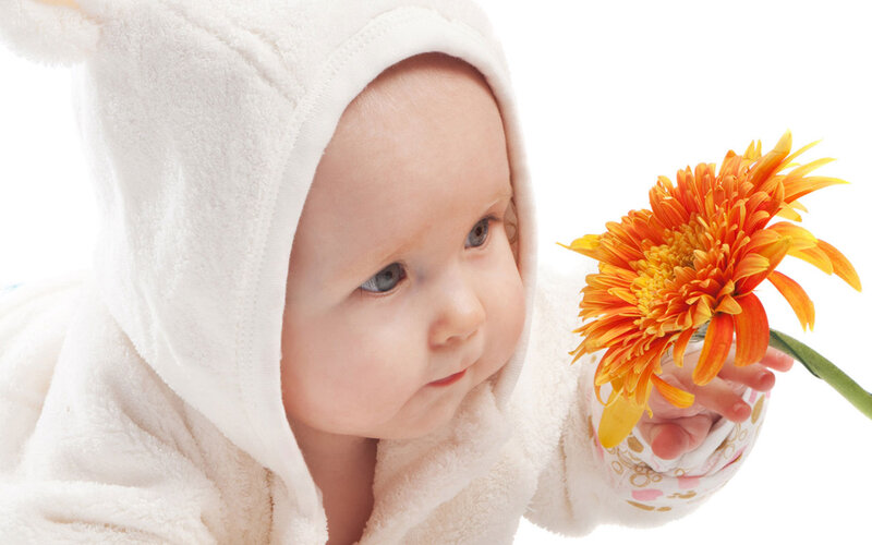 Baby in White Hooded Robe — Calm
