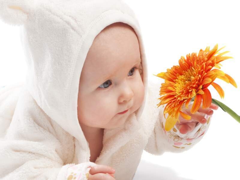 Baby in White Hooded Robe