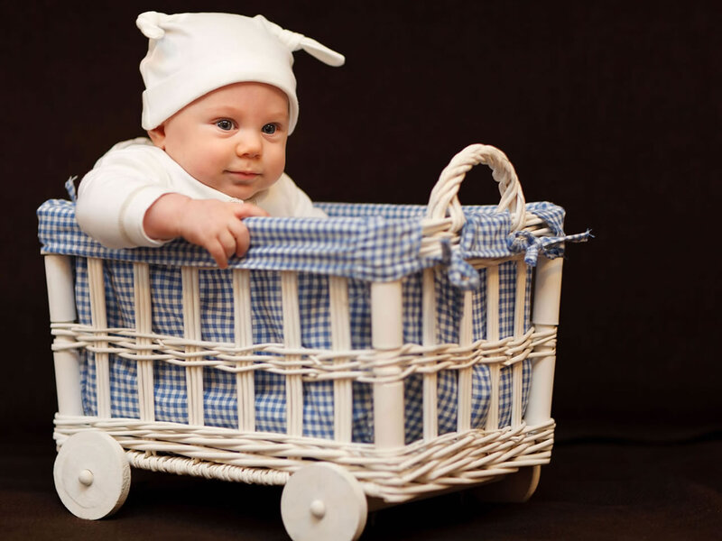 Baby in Wicker Cart