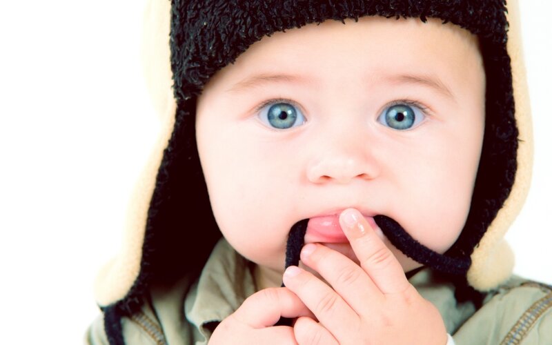 Baby in Winter Hat — White