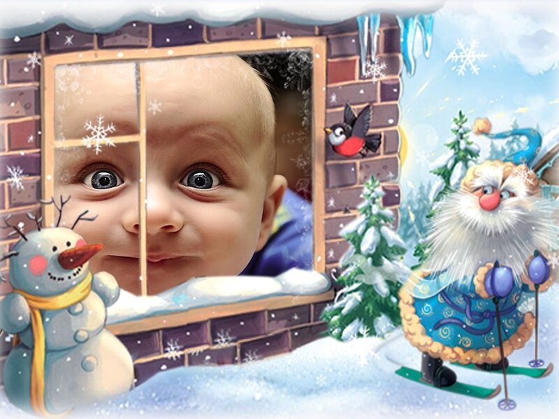 Baby in Winter Scene
