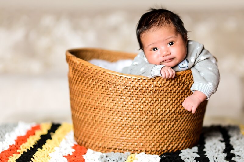 Baby in Woven Basket — Brown