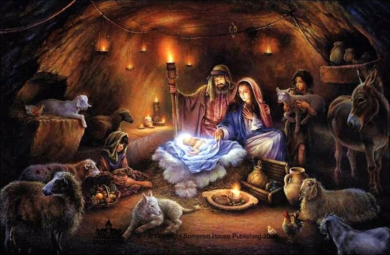 Baby Jesus in Manger — Brown, Serene, Night